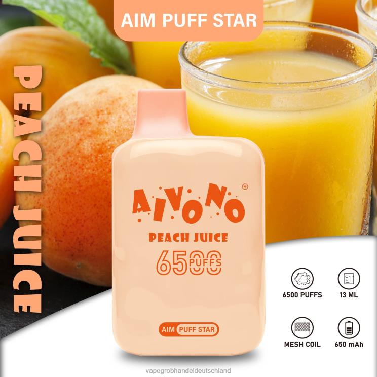 Dampfen Deutschland - Aivono AIM PUFF STAR 6500 Pfirsichsaft 4X2N8289