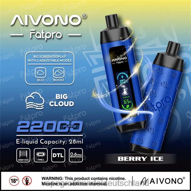 Elektronische Zigarette Wholesale - Aivono Fatpro 22000 Beereneis 4X2N810